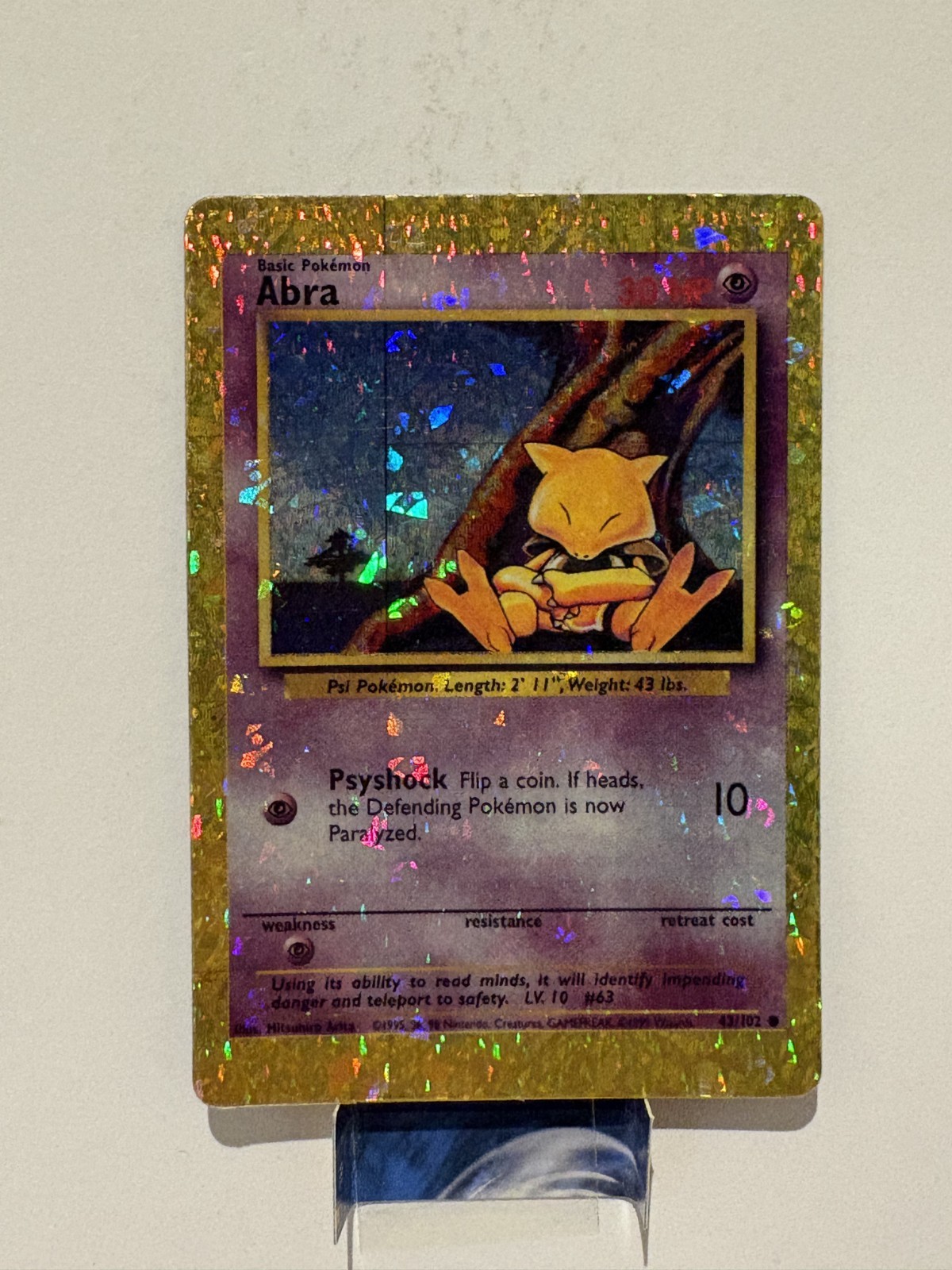 Abra 43/102 Base Set Vending Sticker Holo Prism Pokemon Card