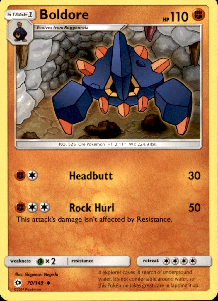 Pokemon SM Base Set Boldore 70/149 UNCOMMON LP