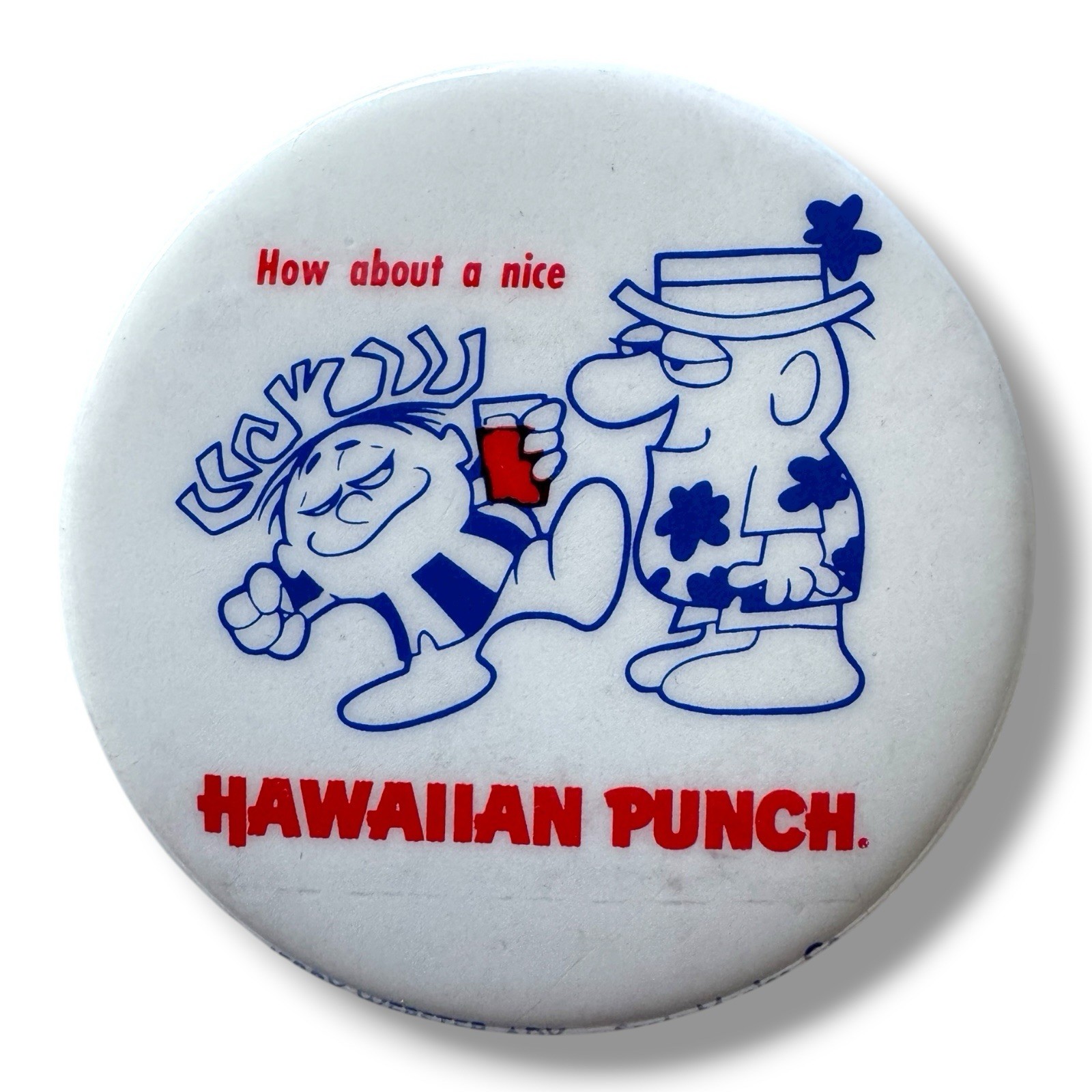Hawaiian Punch Pinback Button Punchy & Pitcher Man Jerry Webster Calif VTG 1970s