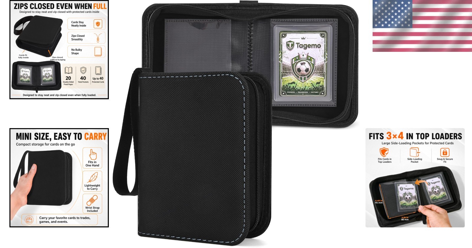 Mini 3×4 Top Loader Trading Card Binder Album with Rigid Protector and Pages