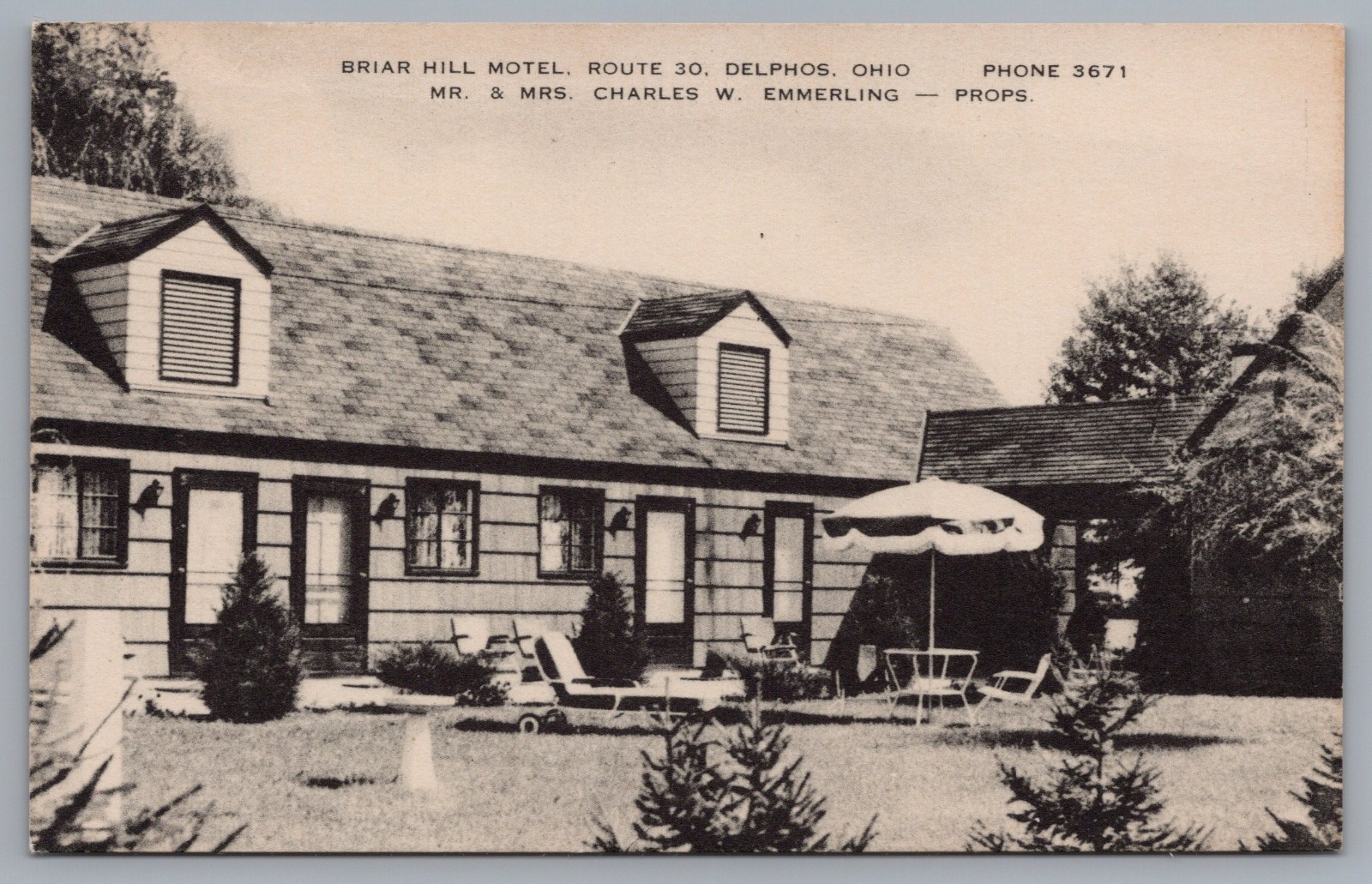 Briar Hill Motel Route 30 Delphos Ohio Postcard