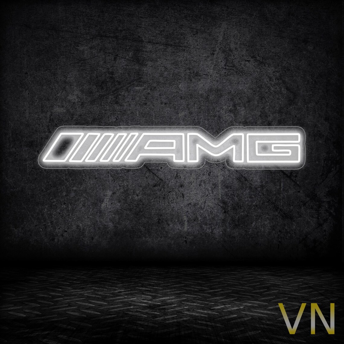 Amg Logo Neon Sign 43×6.3 in Lamp Bar Open car garage Gift Wall Decor