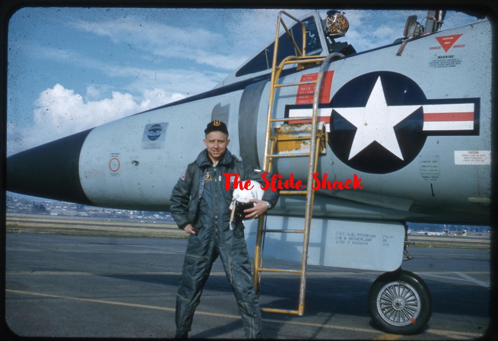 US Air Force USAF F-102A Delta Dagger fighter jet pilot 1962 Kodachrome slide