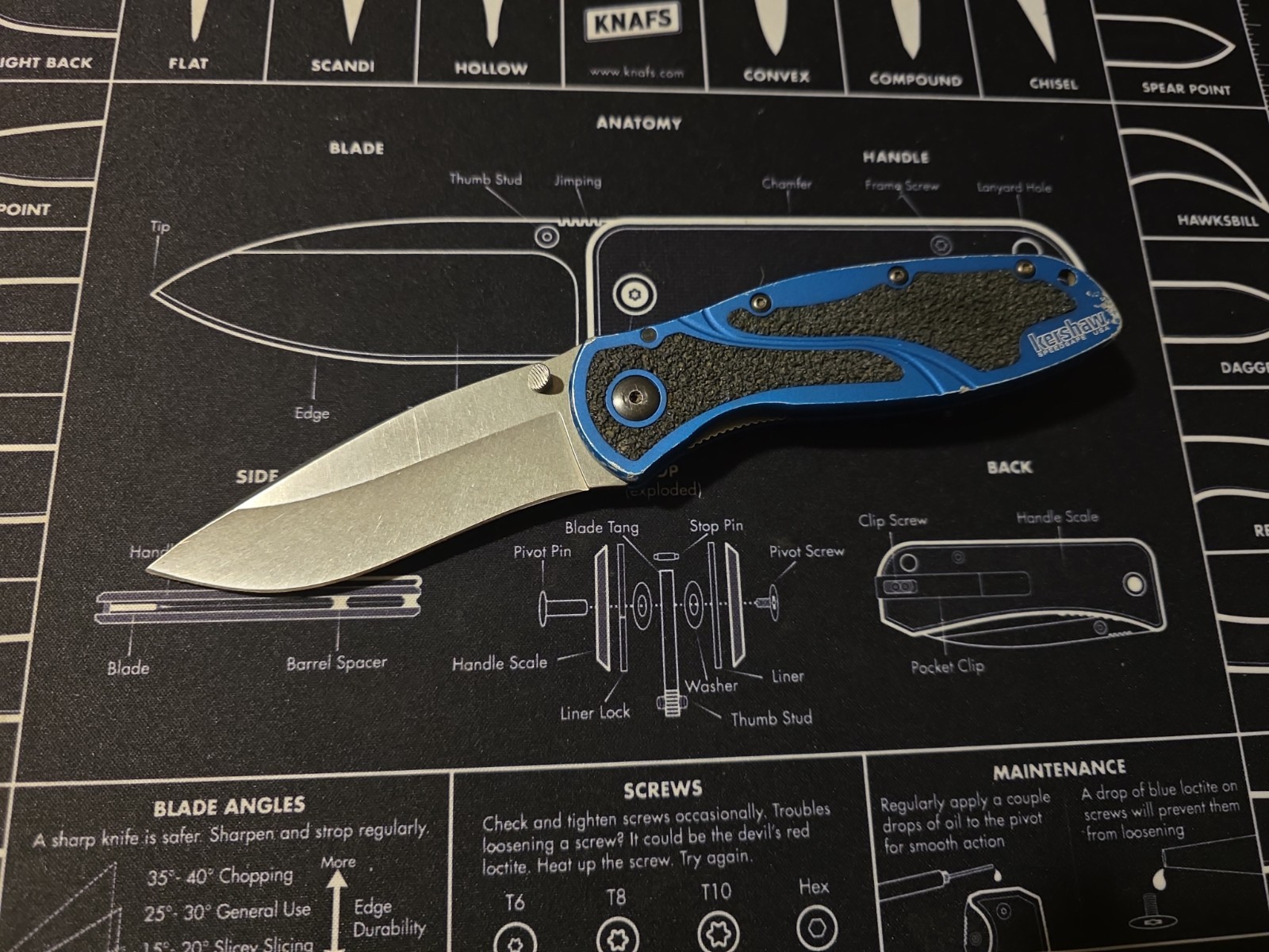 Kershaw Blur Navy Blue 1670NBSW Assisted Knife USA Ken Onion Stonewash Blade
