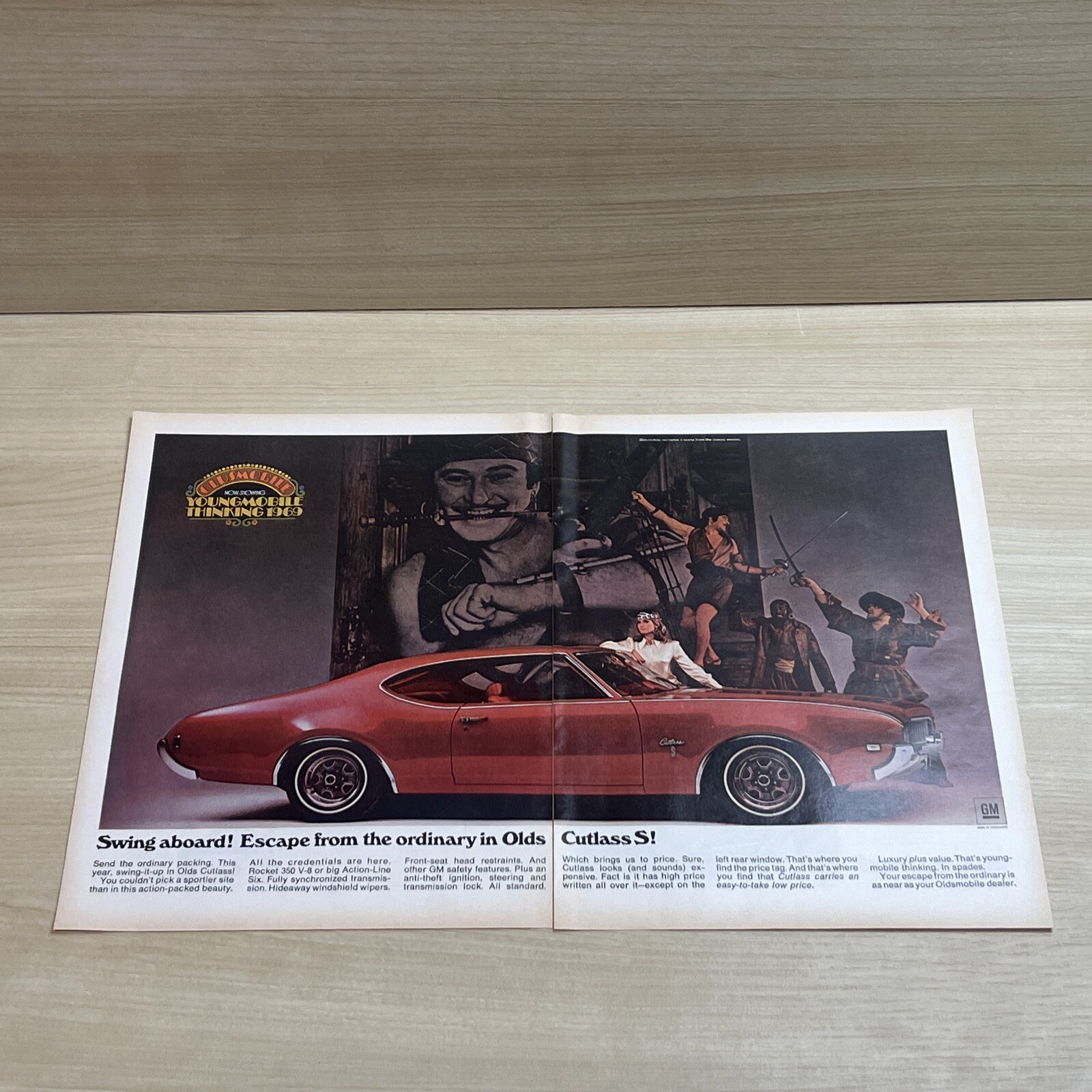1969 Oldsmobile Cutlass Red Car 2 Page 1968 Vintage Print Ad Life Magazine