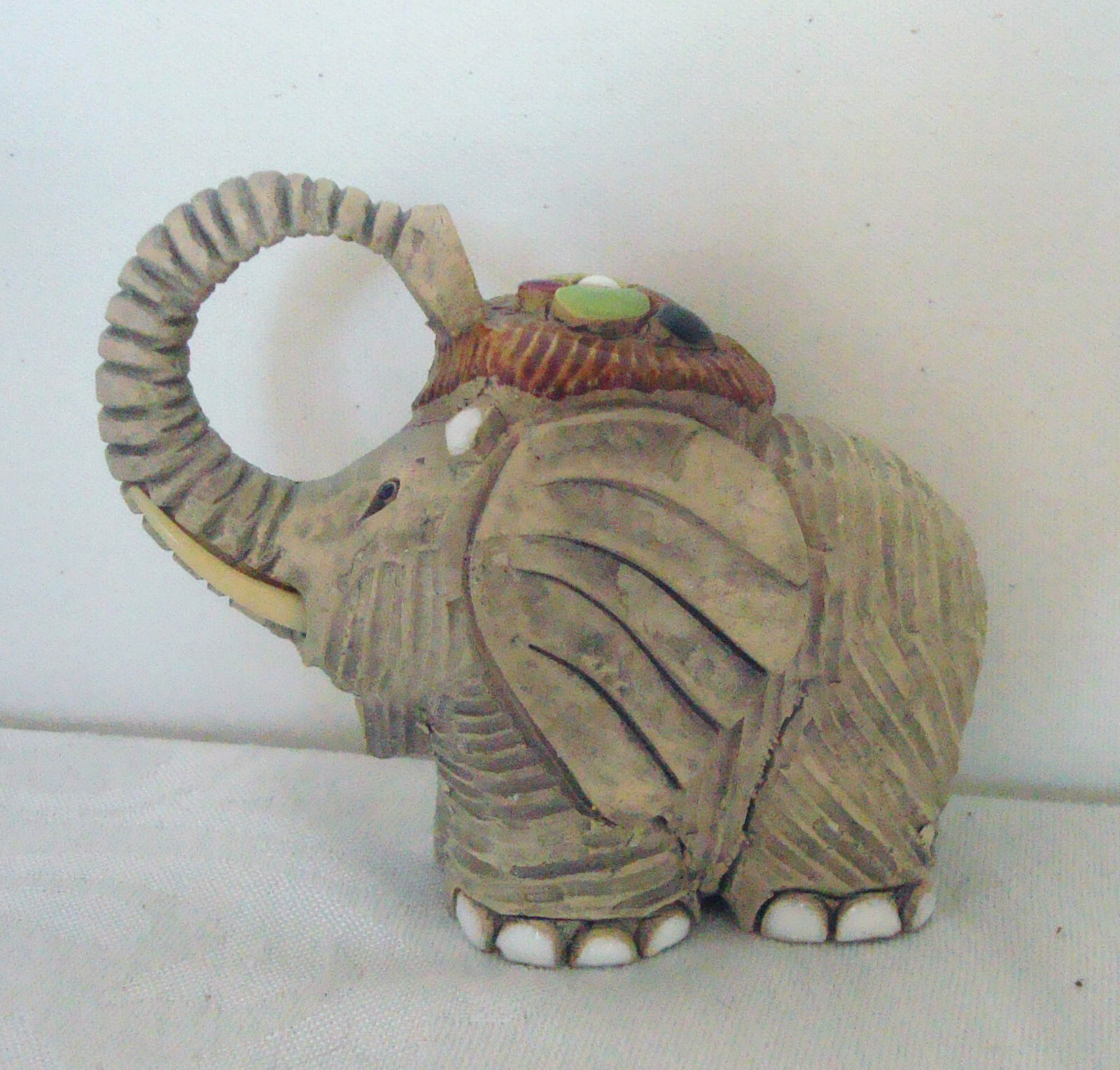 Artesania Rinconada Uruguay Ceramic Lucky Elephant Figurine 3.5″