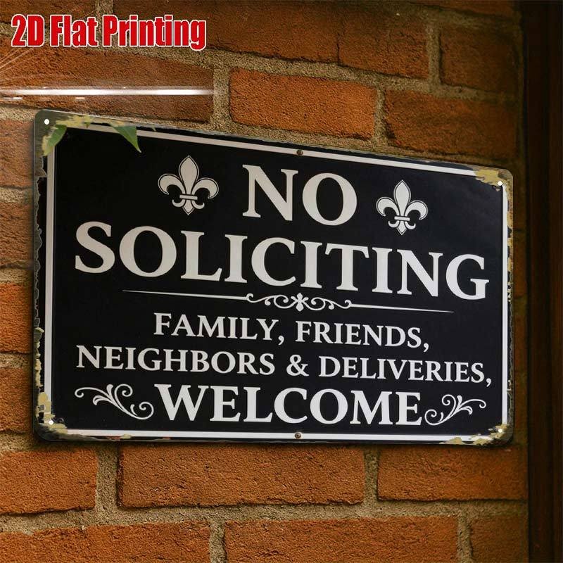 No Soliciting Welcome Creative Garage Tin Metal Signs Home Décor 8×12