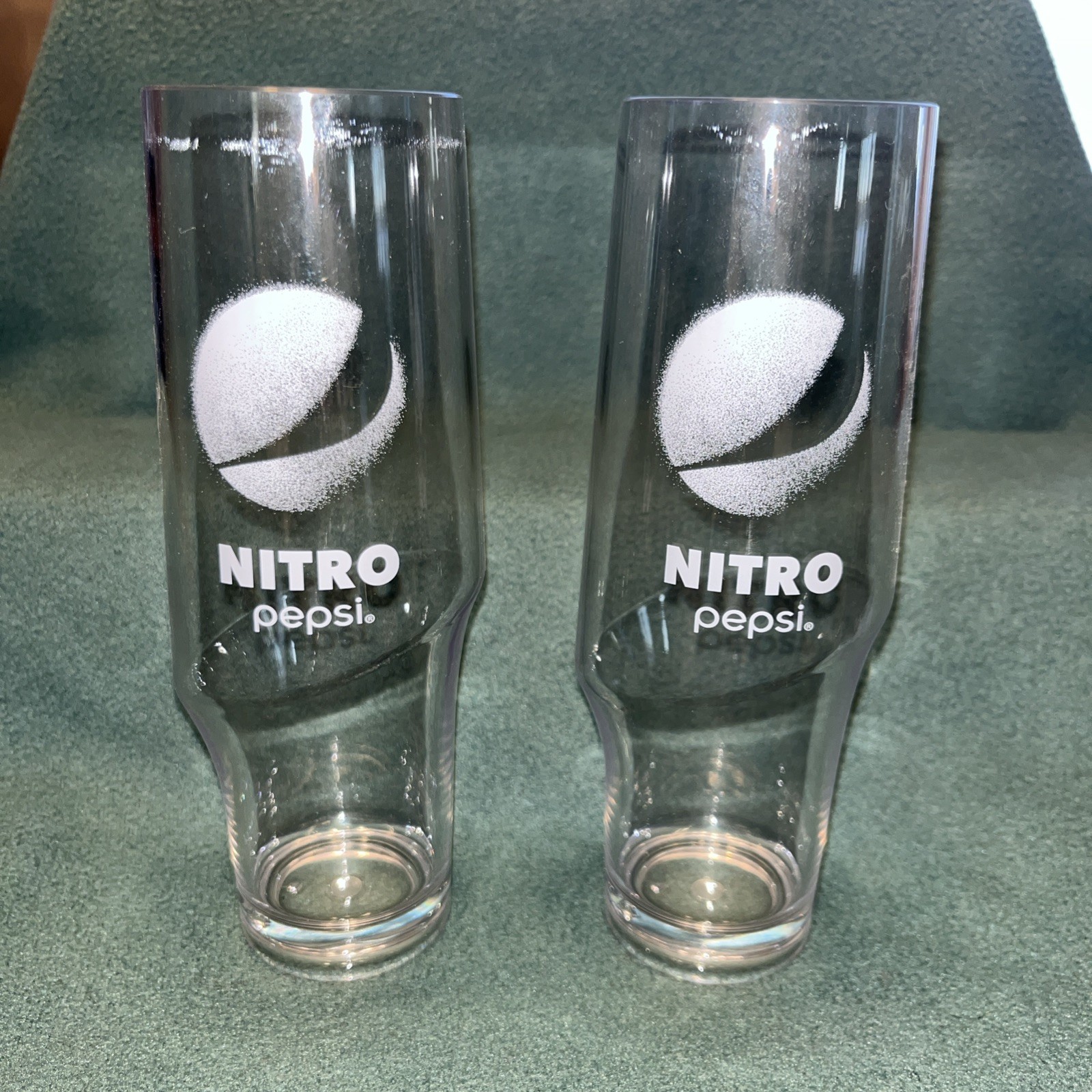 Set Of 2 Pepsi Nitro Clear 7″ Drinking Cup Plastic with White Logo Collectors