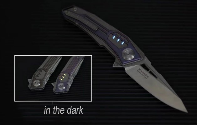 High Quality Maxace Tank Purple Titanium Handle M390 Steel Blade Pocket Knife