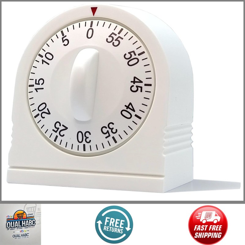 60 Minute Wind Up Timer Visual Mechanical with Loud Alarm Manual Countdoown 