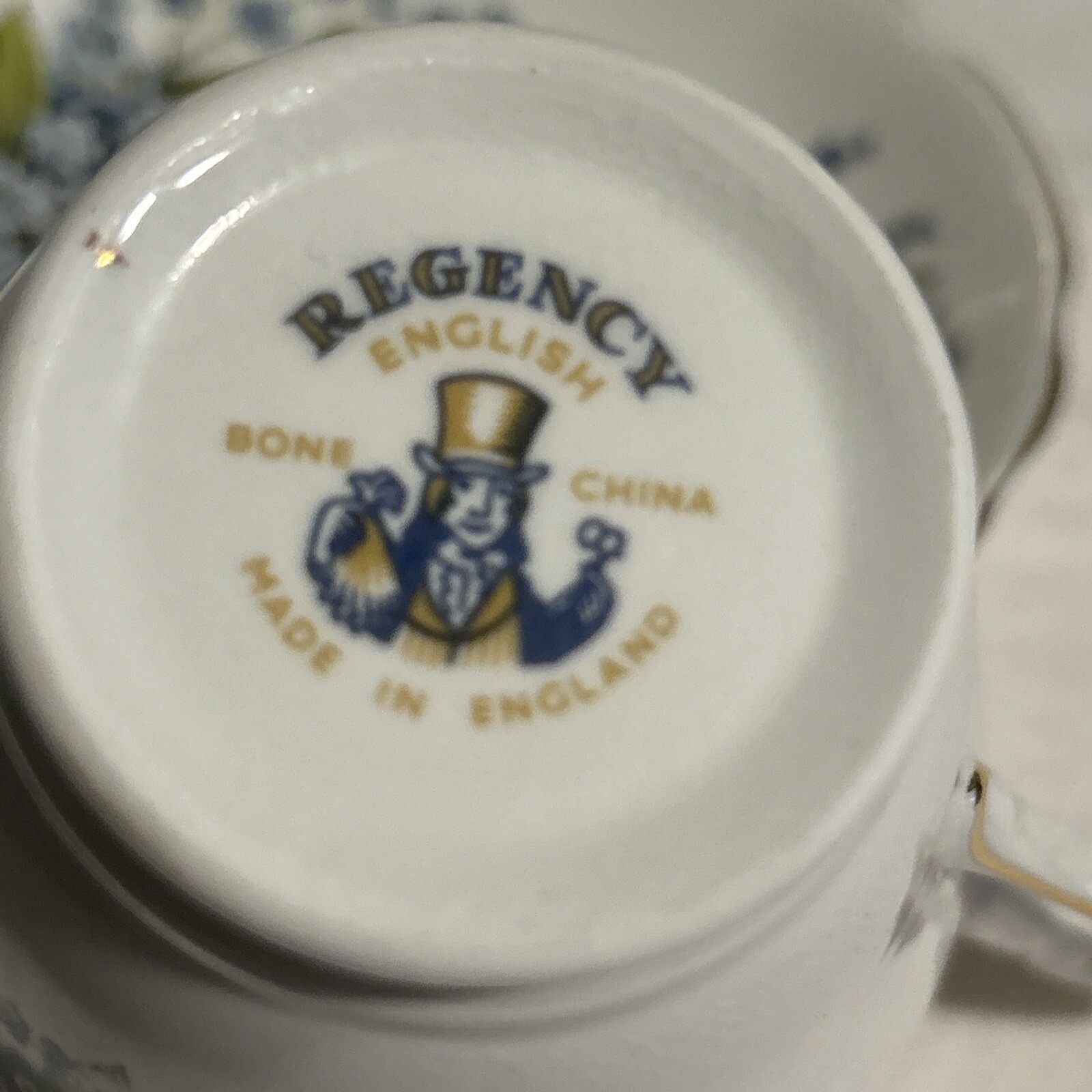 Regency Bone China England Forget Me Not Pattern Tea Cup Saucer Set Vintage