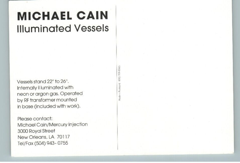 Postcard Chrome Michael Cain Illuminated Vessels made of neon or argon gas