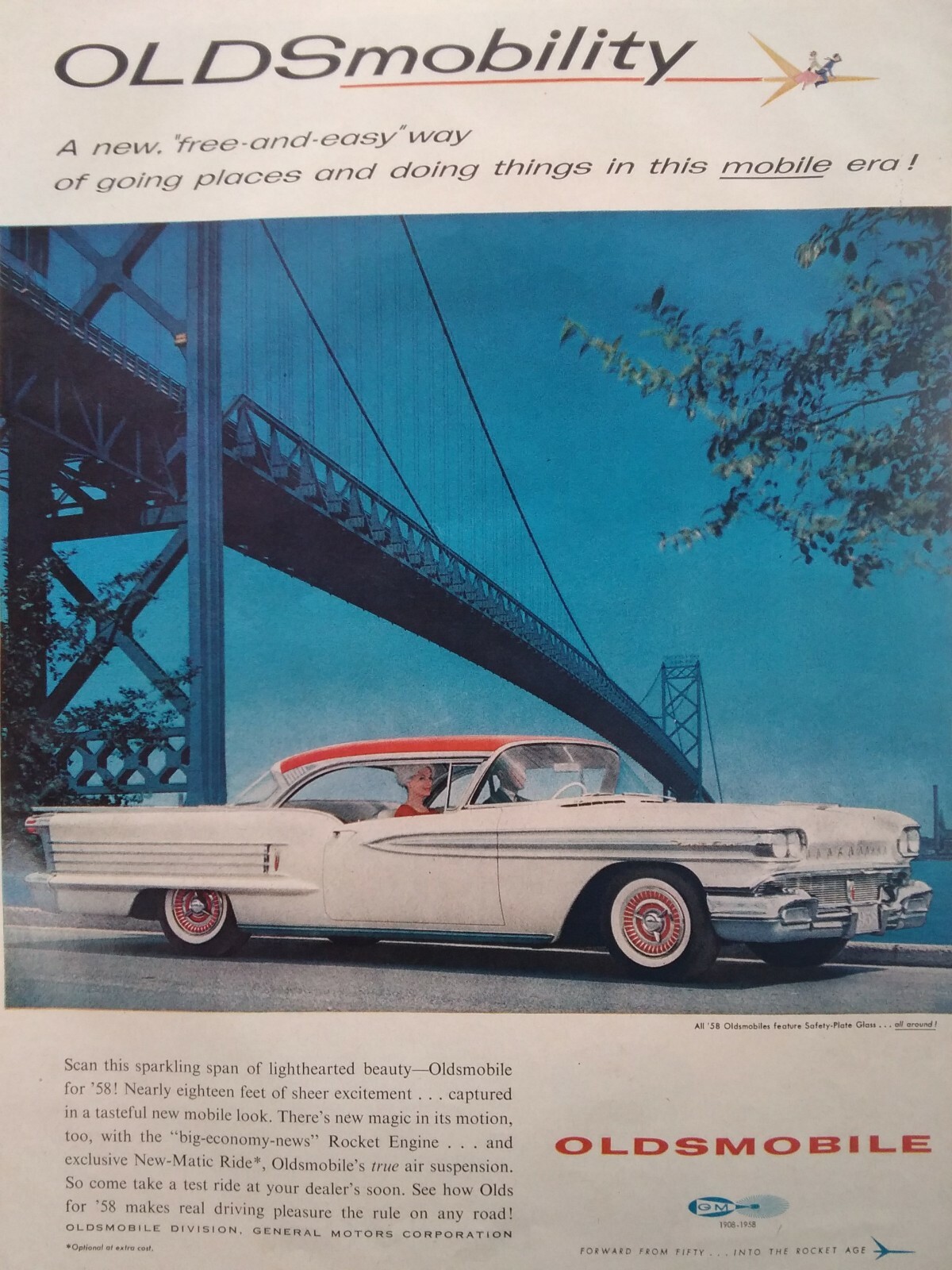 Oldsmobile Print Ad Original Vintage 1950s GM Coupe Dorothy Gray Satura