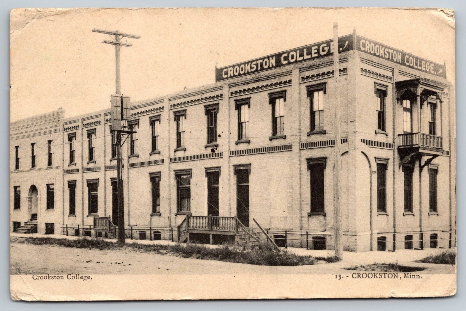 Crookston College MN Vintage Postcard Minnesota Educational 1909 Divided Back