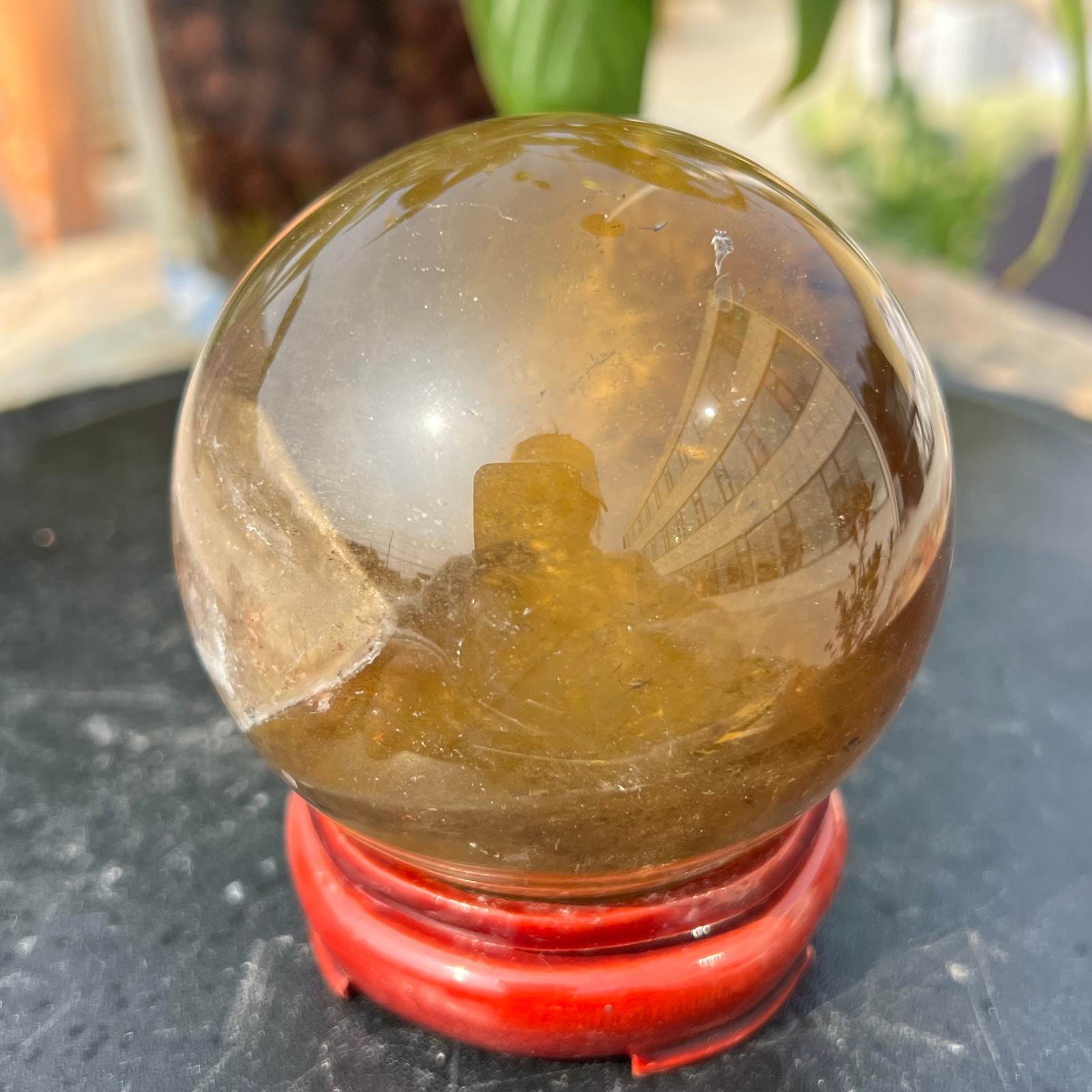 1.5LB Natural Smoky Quartz Crystal Sphere Polished Healing Ball Home Decor