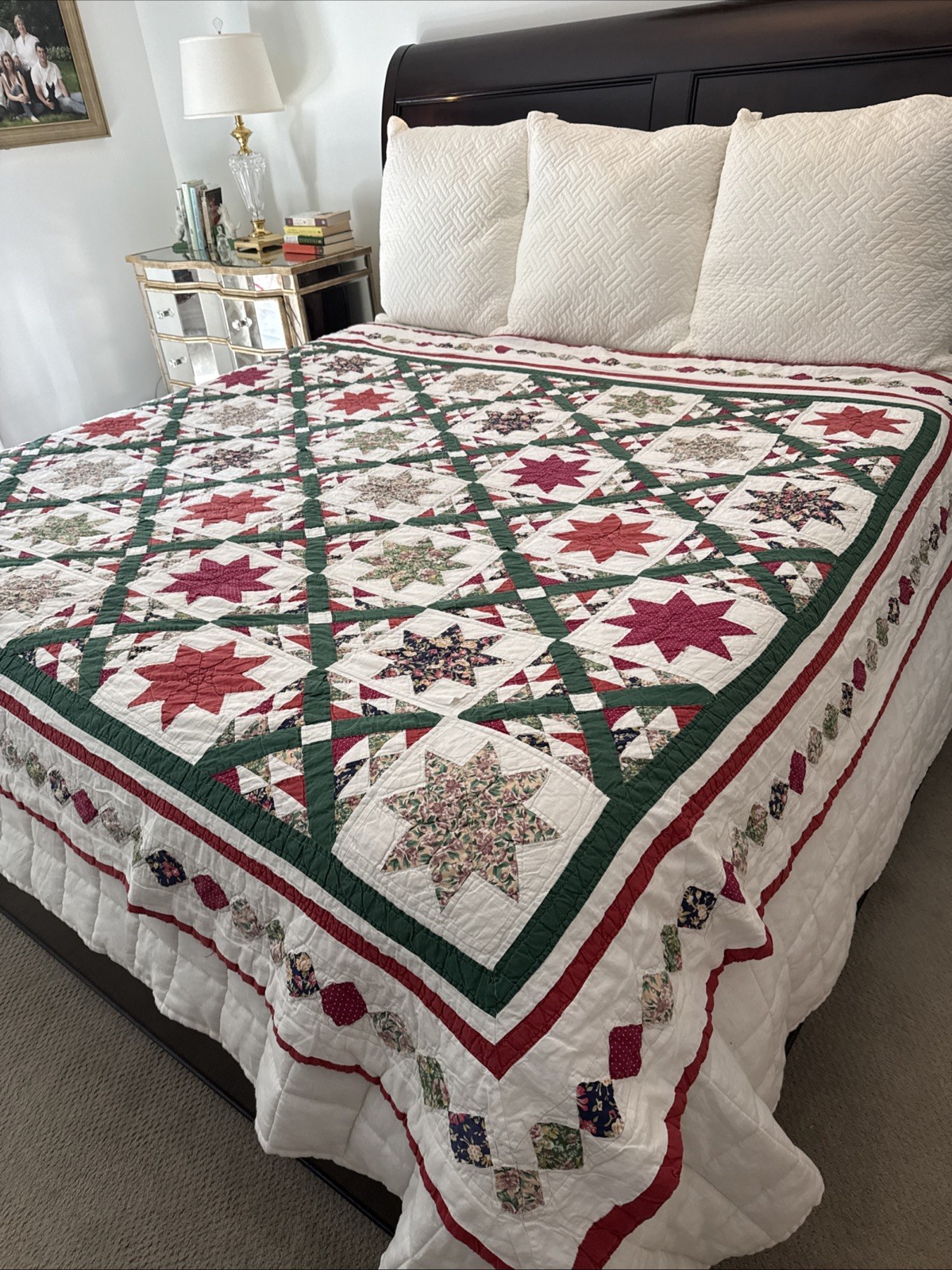 Vtg 80-90’s Arch Quilt Ohio Star W/Lattice Trellis Cottagecore Prarie Queen Full