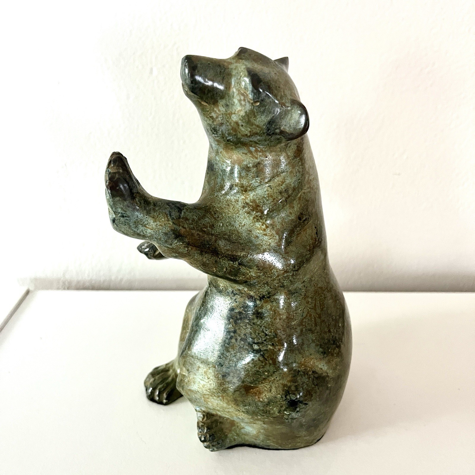 Vintage Cast Bronze Cold Painted Bear Bookend Sculpture By Robert Larum 7”