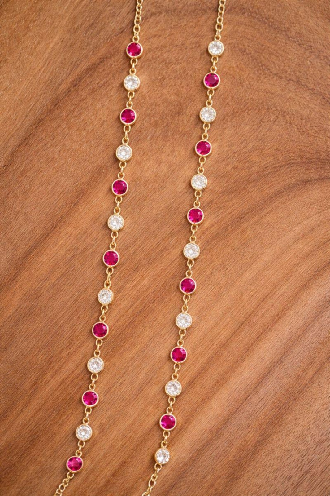 15.20Ct Diamond & Ruby Station Necklace in 18K Yellow Gold Over-20″ Length Women