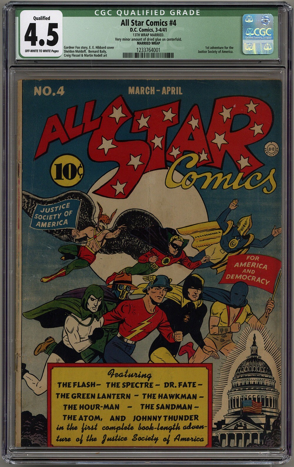 ALL STAR COMICS #4 CGC 4.5 QUALIFIED OFF-WHITE TO WHITE PAGES DC 1941