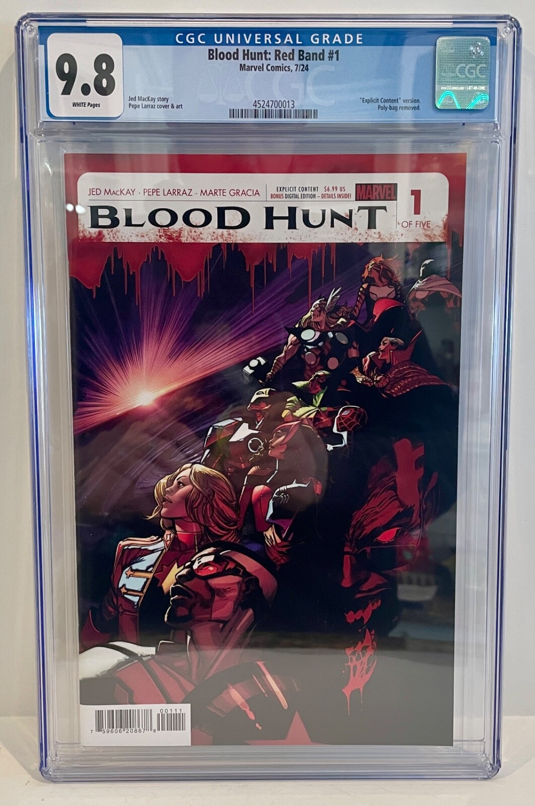 2024 Marvel Comics Blood Hunt Red Band Explicit #1 CGC Graded 9.8