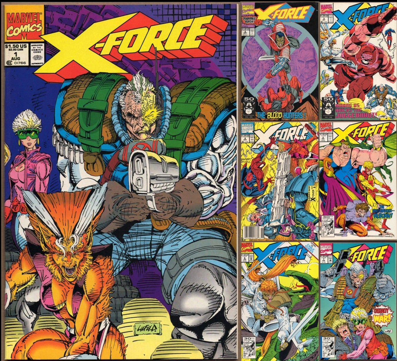 X-FORCE #1-7 1991 *UNSEALED NO CARD* 1ST Prints! 🔑 2ND APP. of DEADPOOL! VF+