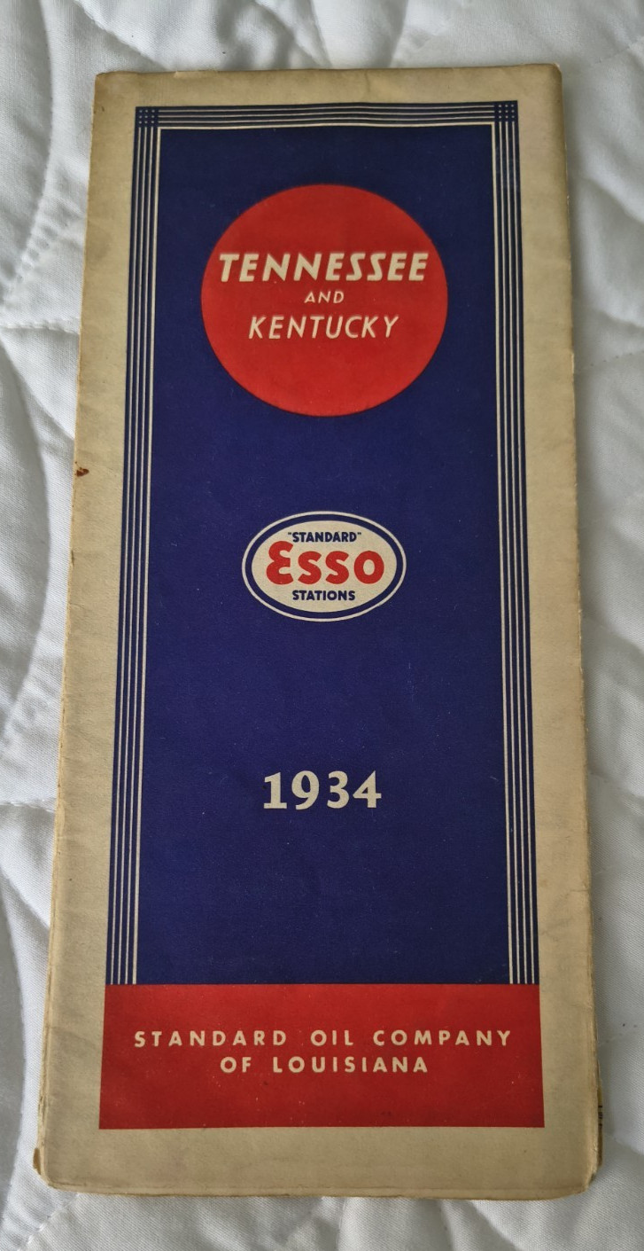 Vintage 1934 ESSO Tennessee Kentucky Road Map Standard Oil Company of Louisiana