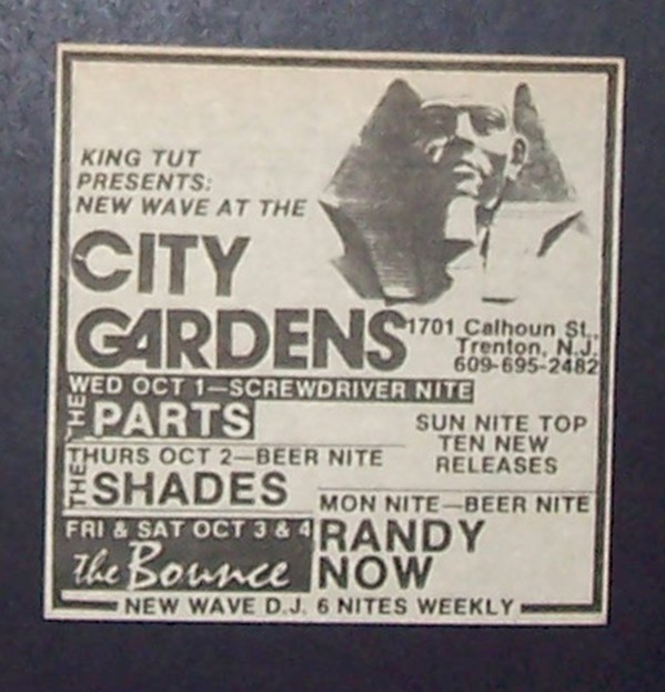Parts Shades Randy Now City Gardens Trenton NJ 1980 Mini Poster Type Concert Ad