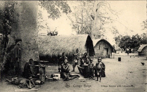 Postcard Boma Congo Belge DR Congo Zaire, village Bateke, people,… – 4924701