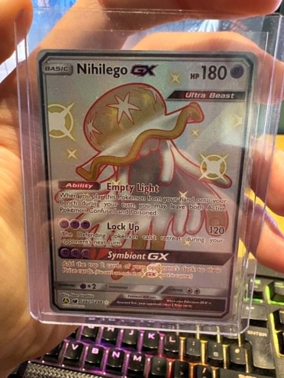 Pokemon Nihilego GX SV62/SV94 Shiny GX Rare Hidden Fates Shiny Vault Holo