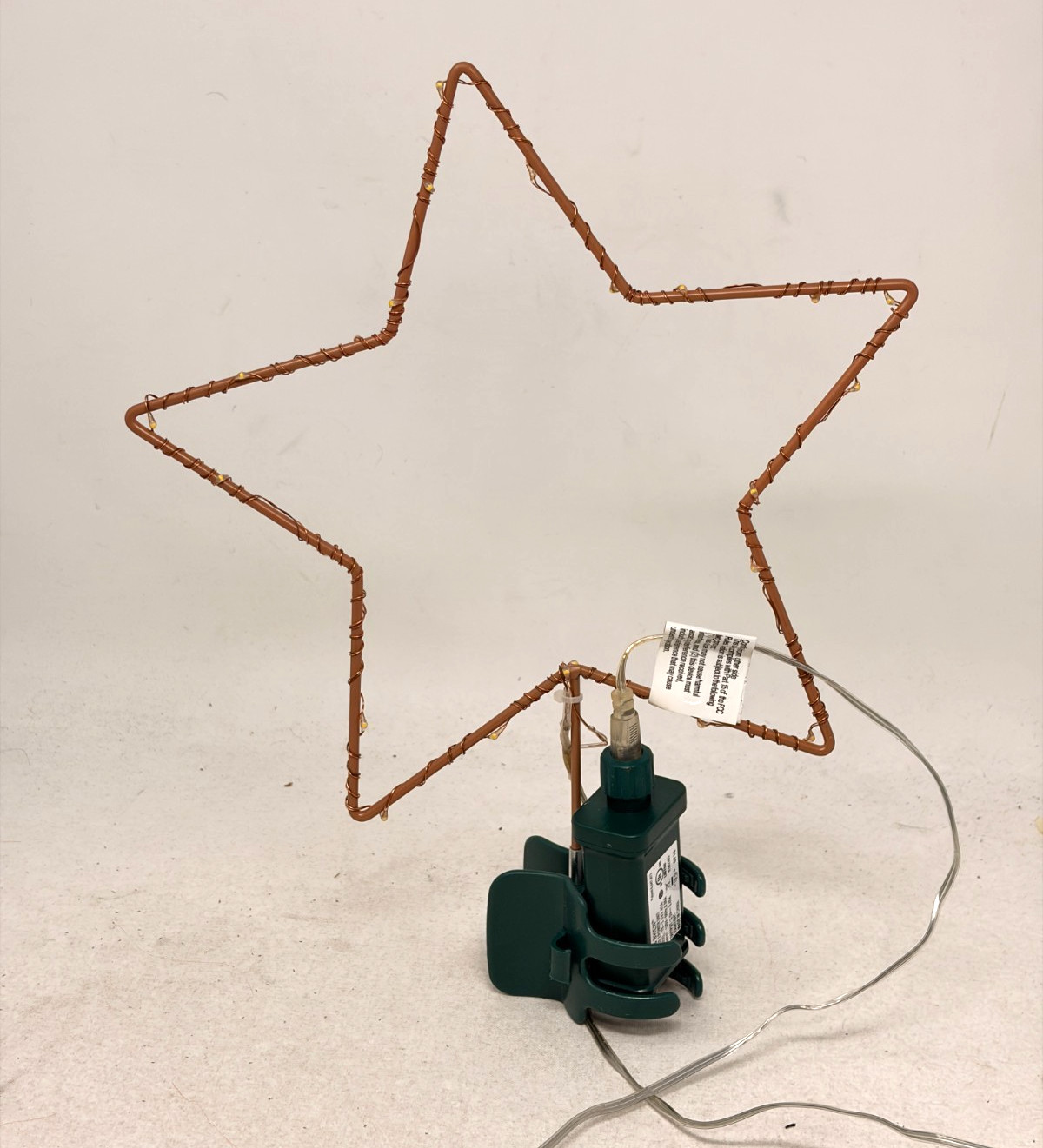 Ting Shen Lighted Christmas Tree Topper Wire Star Brown Warm White Lights