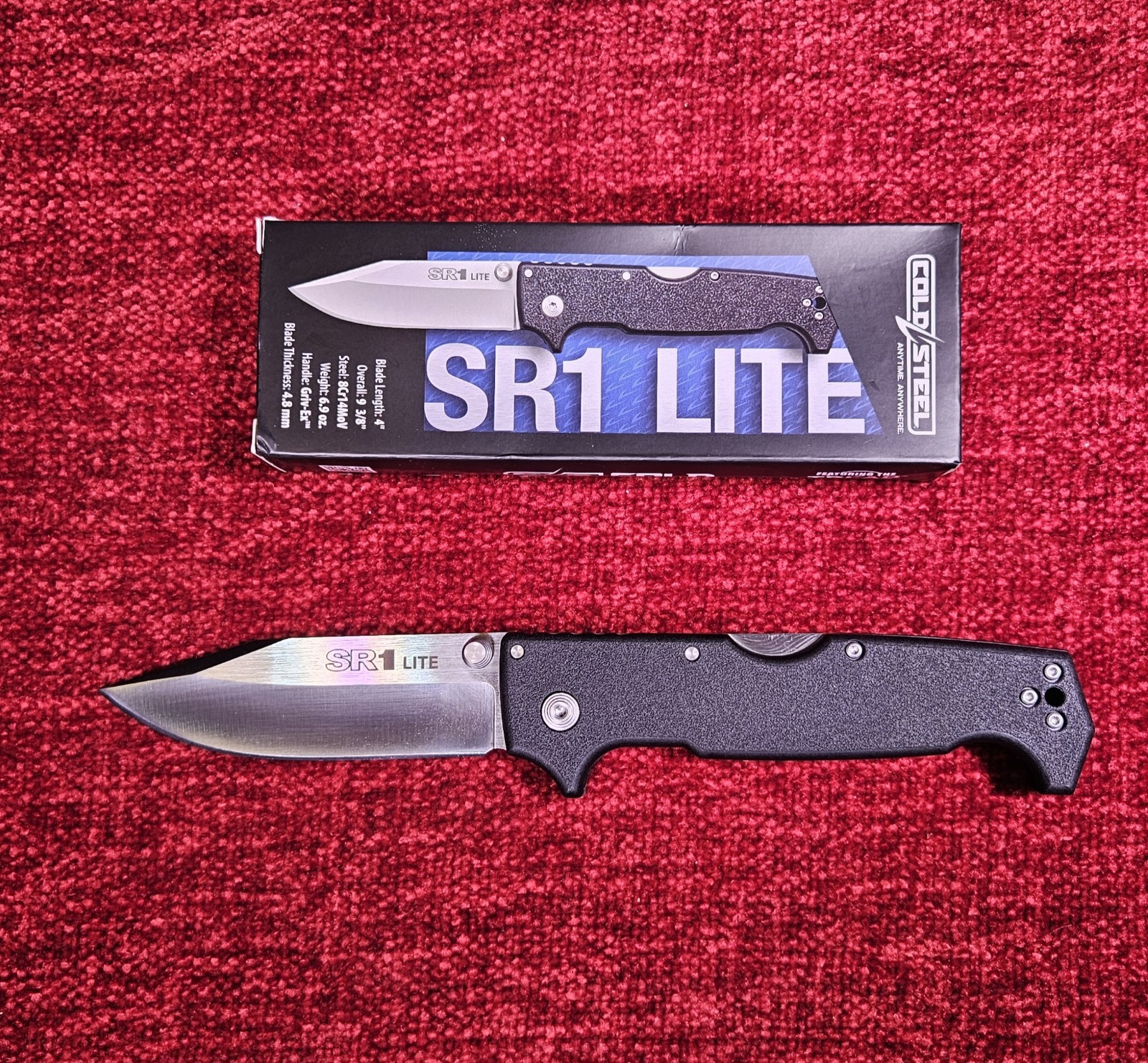 COLD STEEL SR1 Lite 4″ Blade Pocket Knife, Griv-Ex Handle, Tactical Tri-Ad, EDC