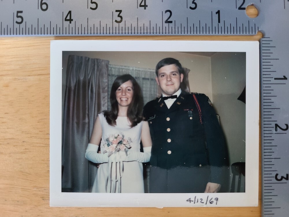 Man and Woman Wedding Couple – Color Old Found Polaroid Photograph