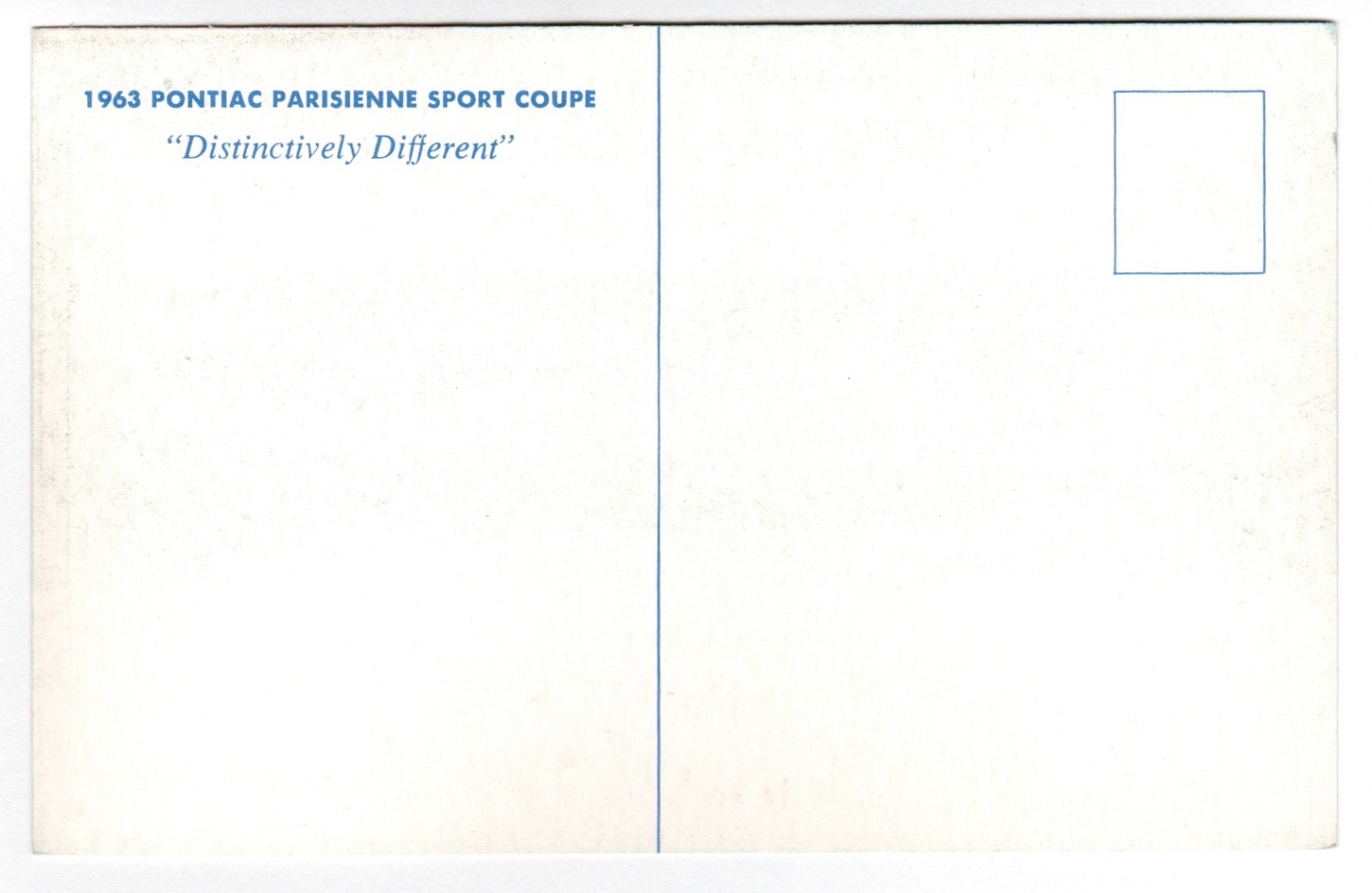 1963 Pontiac Parisienne Sport Coupe (Canada): Original Dlr Promo POSTCARD Unused