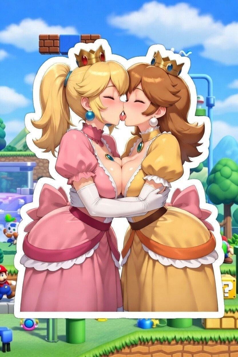 Anime Waifu Sticker Princess Peach and Daisy Weatherproof 3″ 6″ Car Decal