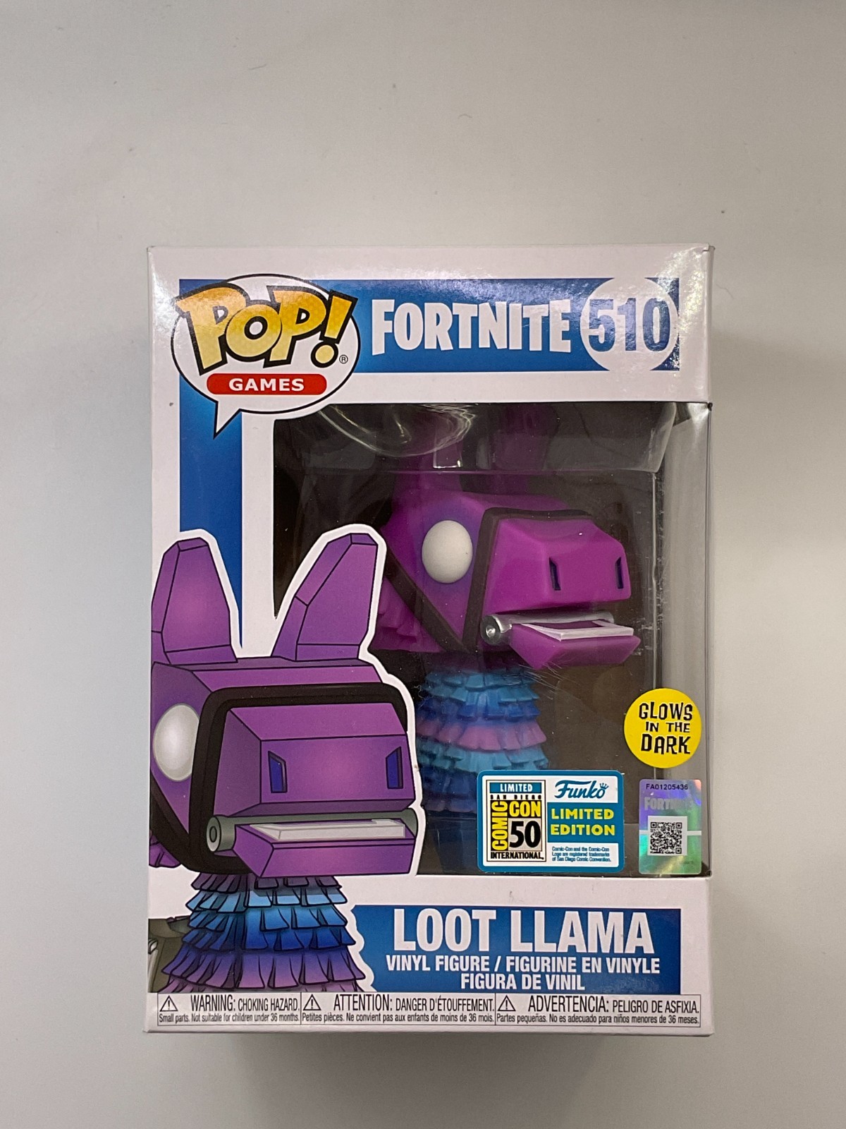 Funko Pop Loot Llama #510 Glow Fortnite 2019 SDCC Comic Con Official Sticker J2