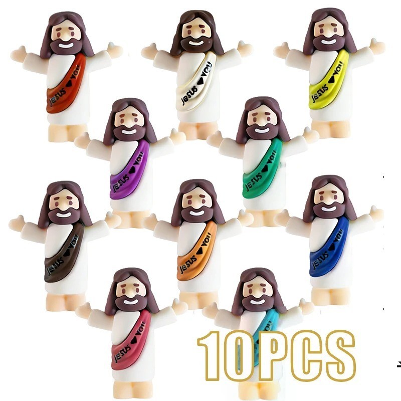 10 Little Jesus Figures, Mini Figurines Lot Bulk Tiny Loves You Figure VBS Bible