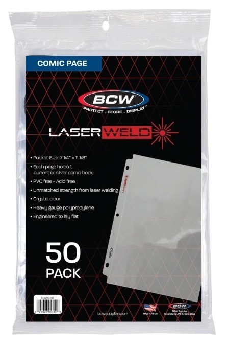 (50 Count) BCW LaserWeld® Comic Page for 3 Ring Binders – Fits Bags and Boards