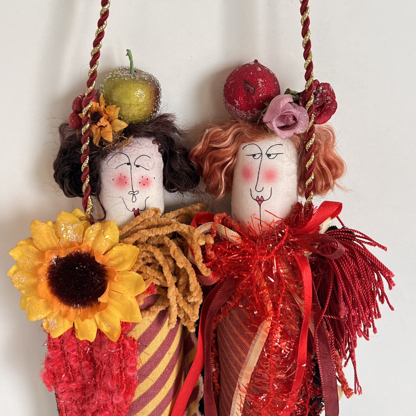 Silvestri Ruby Lips Studio “Girlfriends” Cloth Dolls Wall Hanging Whimsical Cute