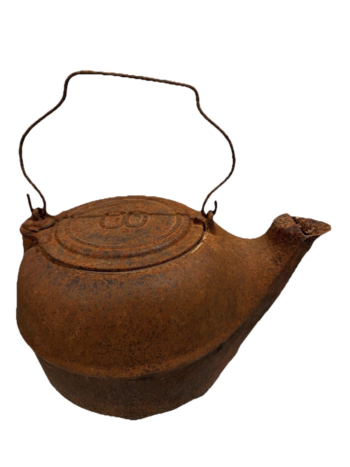 Vtg Cast Iron Kettle Unmarked Maker Number 8