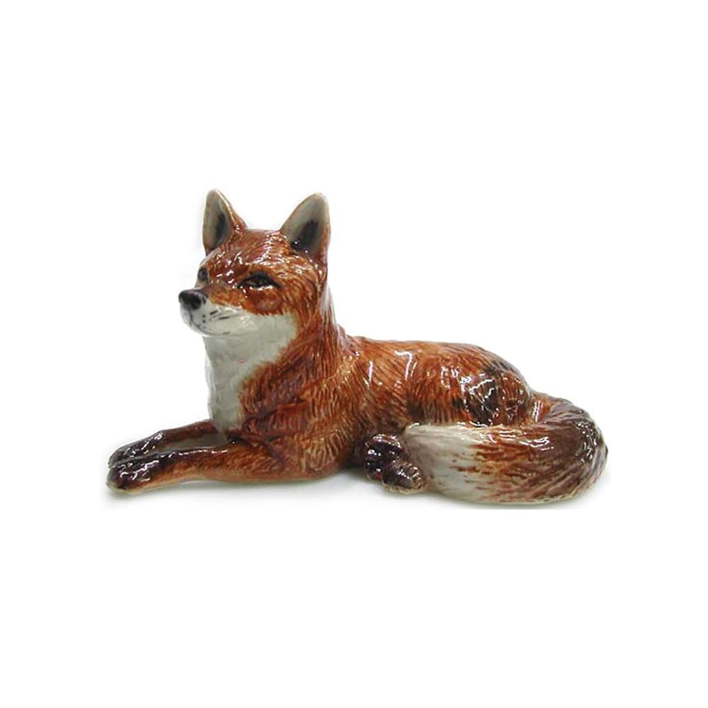 Northern Rose Red Fox Lying Down – Home Decor – Miniature Porcelain Figurine
