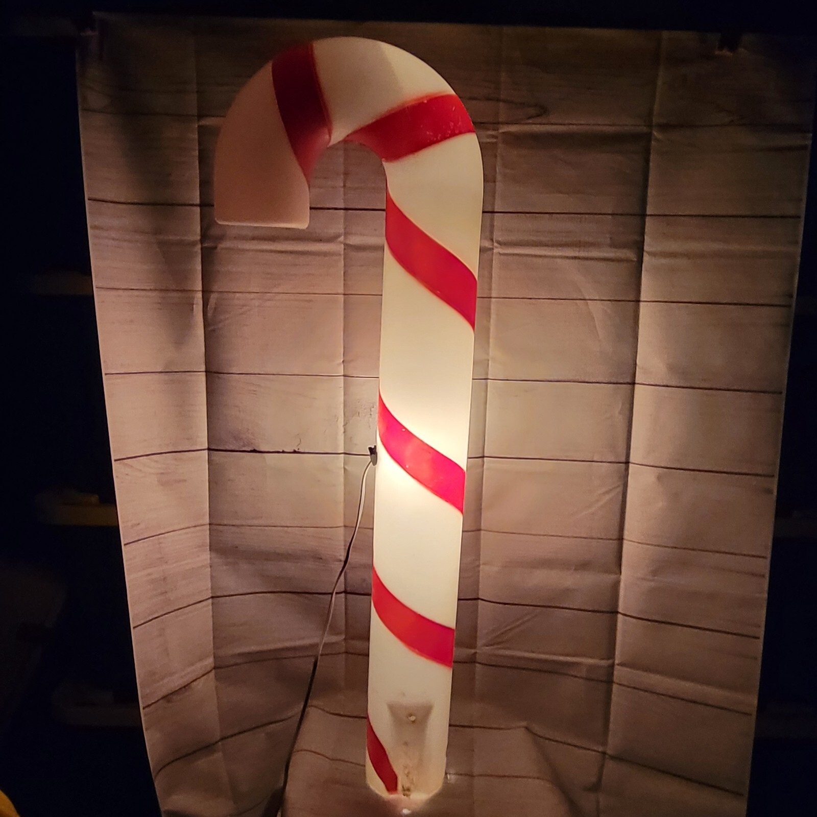 Vintage 39×4 inch candy Cane blow mold with new light cord (bulb not included)