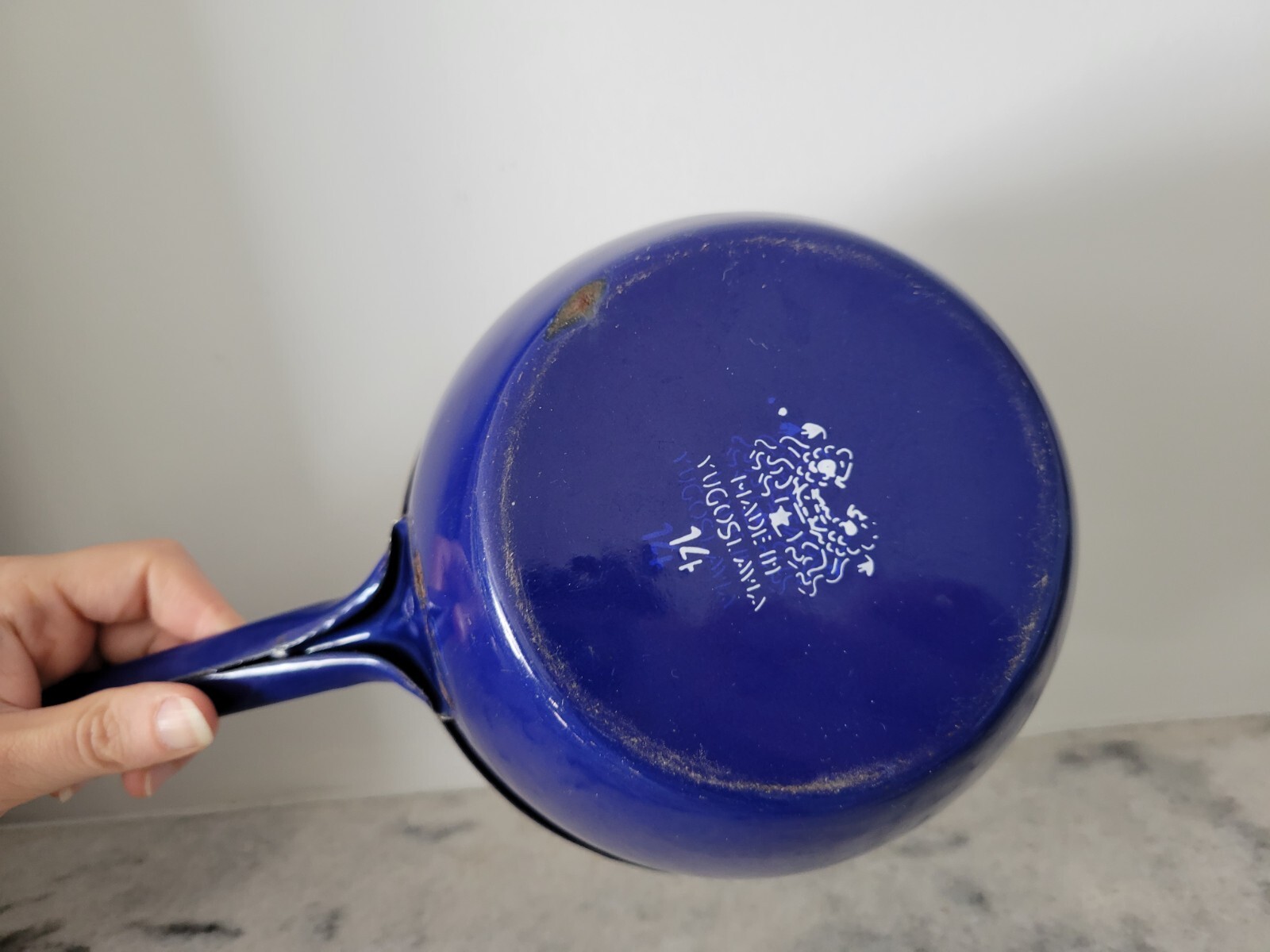 Vintage Cobalt Blue Enamel – Top Diameter 6″ Pan – Made in Yugoslavia