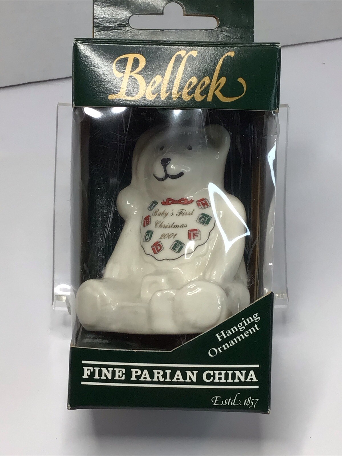 Belleek, Christmas Ornament, NEW, RETIRED #2663, BABY’S 1ST X-MAS 2001