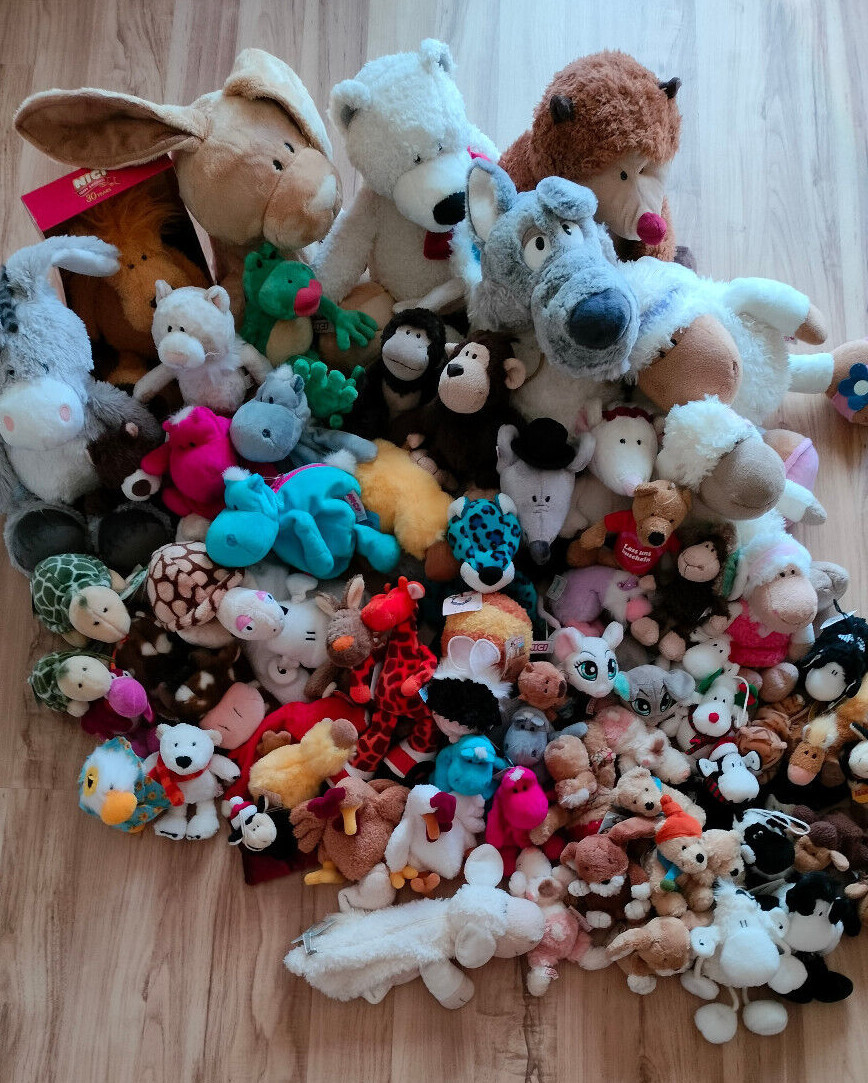 Nici Plüschtiere Nashorn Hase Krokodil Biber Kuh Zebra Bär Hummel Ente Gina neu!