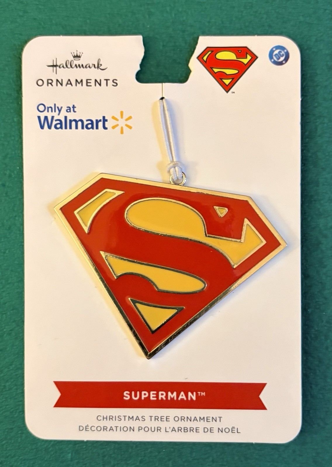 Superman Chest Logo Flat Metal Hangin Ornament Token DC Comics and Hallmark, New