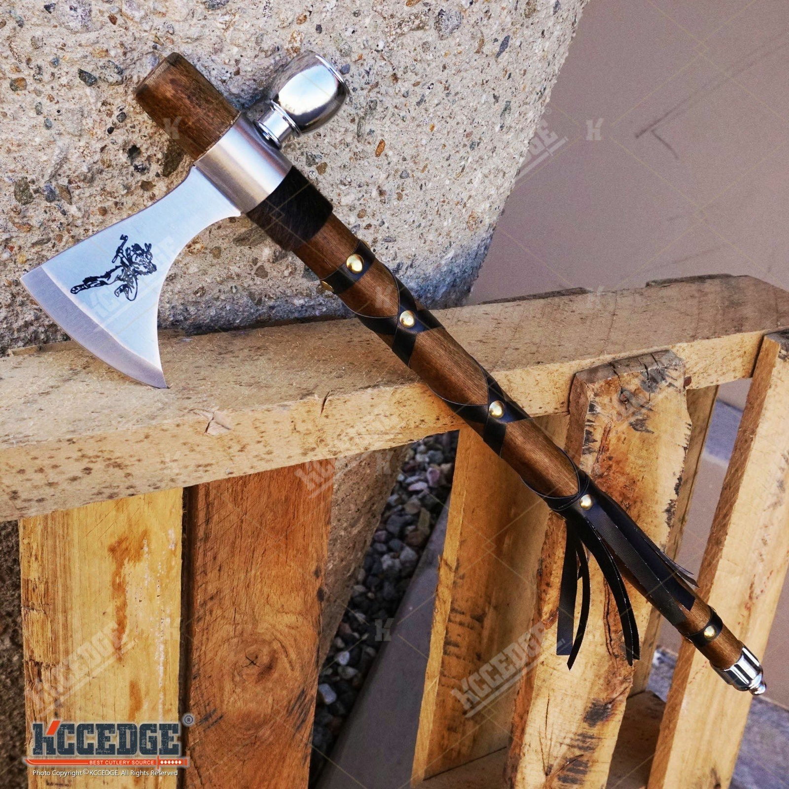 19″ NATIVE AMERICAN PEACE PIPE TOMAHAWK COMBAT AXE Replica w/ Functional Pipe