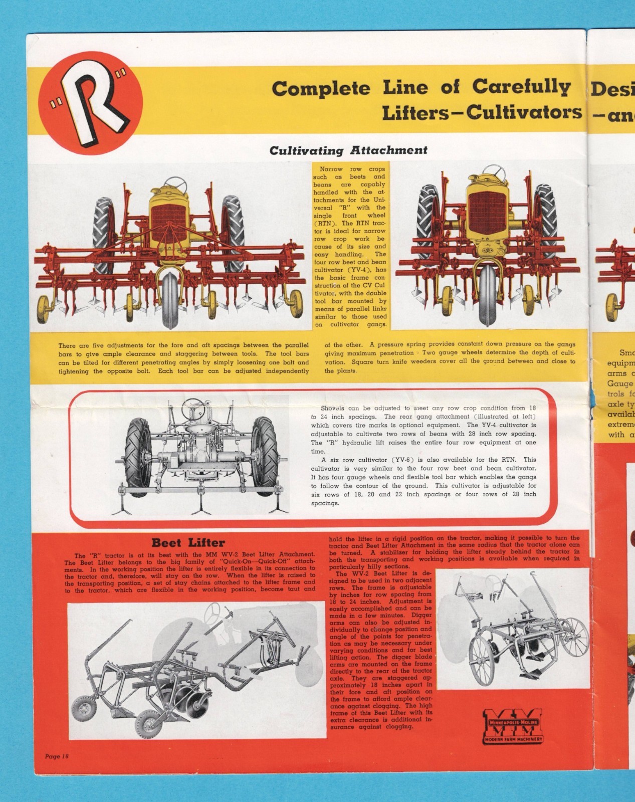MINNEAPOLIS-MOLINE UNIVERSAL ‘R’ TRACTOR 20 PAGE BROCHURE 1940 [light wear]