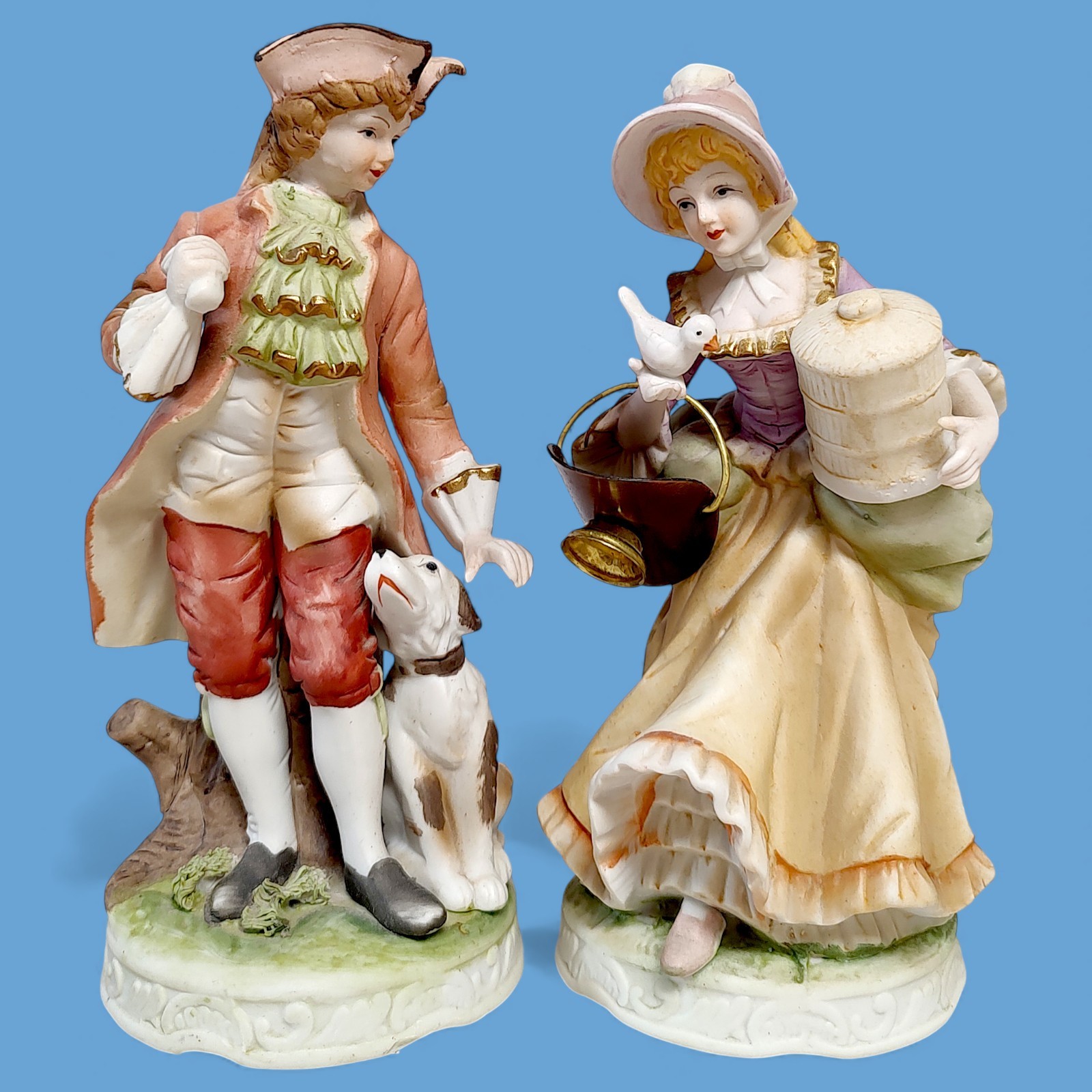 Authentic 2pc VTG 1982 Royal Crown Classic Gallery Colonial Man & Woman 7.75″