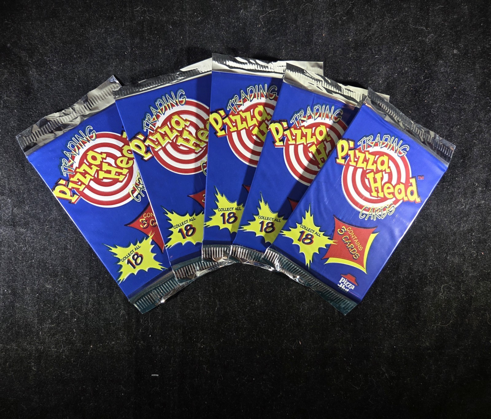 1995 Pizza Hut – Pizza Head Trading Cards – Lot of 5 Sealed Packs – RARE!