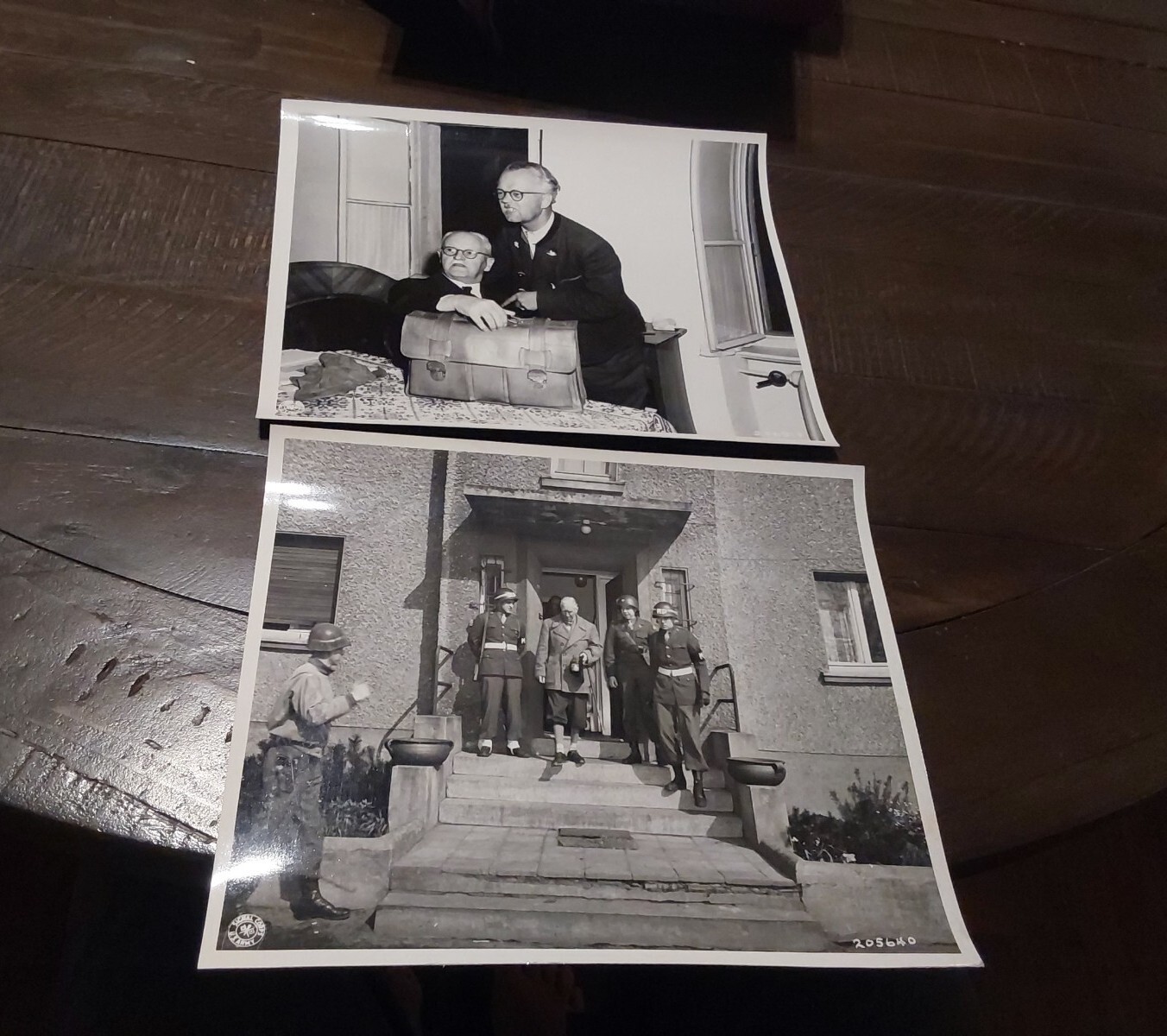 2 WWII Signal Corps Press Photos Nuremburg Defendant Franz Schwarz & Other